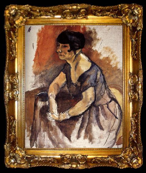 framed  Jules Pascin Lady  Portrait of Andora, ta009-2